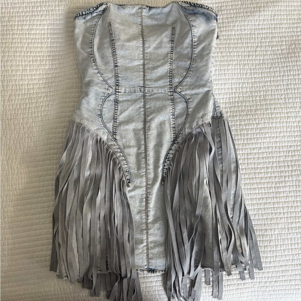 Stylish Gray Fringe Mini Dress